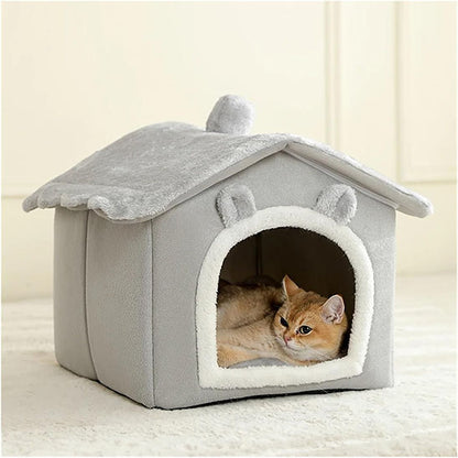 niche pour chat griseavec chat dedans